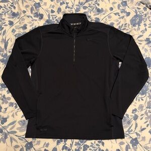 Nike Dri-FIT 1/4 Zip Pullover Black Large Zip Pockets Mesh Panels Performance